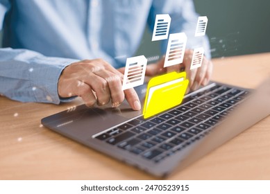Data transfer technology concept. FTP(File Transfer Protocol) files recovery computer backup. Transfer document of data folder. Cloud backup data download management, Exchange file copy, DMS loading