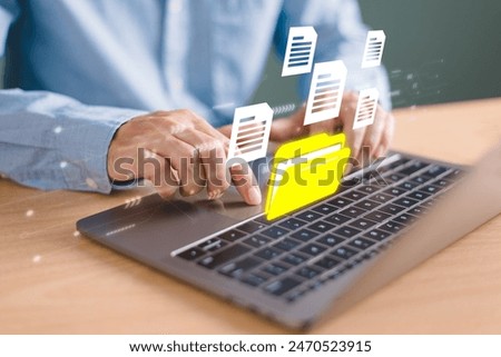 Data transfer technology concept. FTP(File Transfer Protocol) files recovery computer backup. Transfer document of data folder. Cloud backup data download management, Exchange file copy, DMS loading