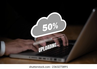 Data transfer through cloud technology Exchange data with modern internet technology that is fast and secure Internal document backup on online databases,Transfer files data system relocation concept