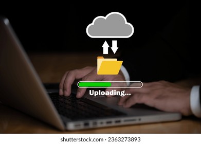 Data transfer through cloud technology Exchange data with modern internet technology that is fast and secure Internal document backup on online databases,Transfer files data system relocation concept