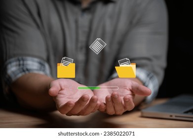 Data transfer through cloud technology Exchange data with modern internet technology that is fast and secure Internal document backup on online databases,Transfer files data system relocation concept