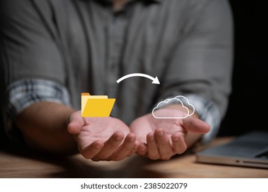 Data transfer through cloud technology Exchange data with modern internet technology that is fast and secure Internal document backup on online databases,Transfer files data system relocation concept