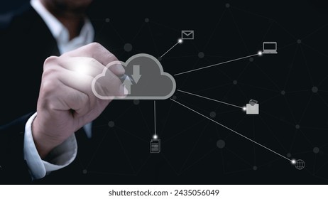 Data transfer through cloud technology Exchange data with modern internet technology that is fast and secure Internal document backup on online databases,Transfer files data system relocation concept