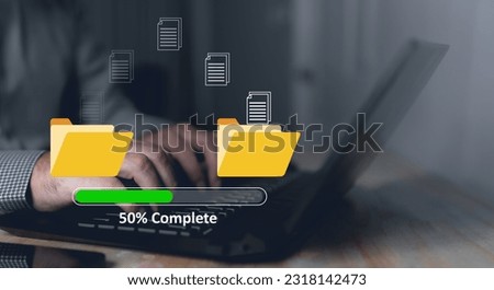 Data transfer through cloud technology Exchange data with modern internet technology that is fast and secure Internal document backup on online databases,Transfer files data system relocation concept