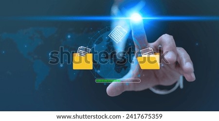 Data transfer through cloud technology Exchange data with modern internet technology that is fast and secure Internal document backup on online databases,Transfer files data system relocation concept