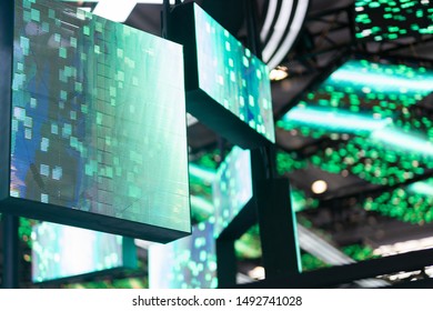 data transmission visualized on screen, internet and big data concept.