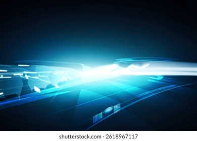 a Data transmit supper fast in dark tunnel, abstract high technology background