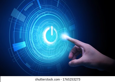 Data visualization of digital connection technology in Dark blue color background. Creativity ideas on virtual screen concept.