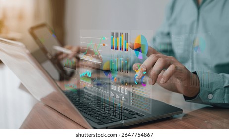 Data Visualization with Interactive Business Dashboard, The image represents modern business intelligence, data-driven decisions, and digital transformation.