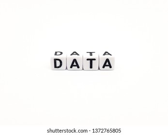 data word built with white cubes and black letters on white background