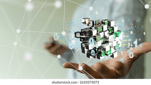 database data Cloud technology. Integrated digital web concept background