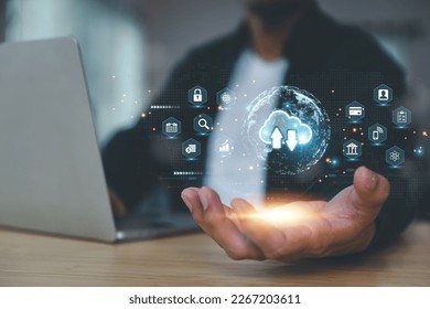 Database storage cloud technology file data transfer sharing, cyber, big data information for financial online marketing, internet banking application or computer download upload backup cloud drive.