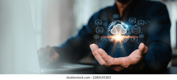 Database storage cloud technology file data transfer sharing, cyber, big data information for financial online marketing, internet banking application or computer download upload backup cloud drive.