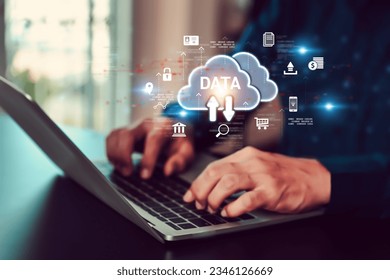 Database storage cloud technology file data transfer sharing, cyber, big data information for financial online marketing, internet banking application or computer download upload backup cloud drive.