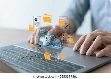 Database storage cloud technology file data transfer sharing, cyber, big data information for financial online marketing, internet banking application or computer download upload backup cloud drive.