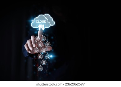 Database storage cloud technology file data transfer sharing, cyber, big data information for financial online marketing, internet banking application or computer download upload backup cloud drive.