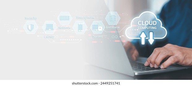 Database storage cloud technology file data transfer sharing, cyber, big data information for financial online marketing, internet banking application or computer download upload backup cloud drive.
