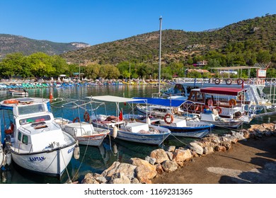 DATCA,MUGLA,TURKEY-AUGUST 24,2018:View From Hayitbuku Bay Near Mesudiye,Datca.Datça Is A Port Town In Southwestern Turkey. It's Situated On The Narrow Datça Peninsula On The Aegean Sea.