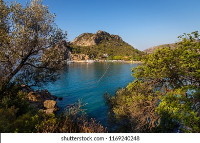 DATCA,MUGLA,TURKEY-AUGUST 24,2018:View From Hayitbuku Bay Near Mesudiye,Datca.Datça Is A Port Town In Southwestern Turkey. It's Situated On The Narrow Datça Peninsula On The Aegean Sea