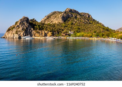 DATCA,MUGLA,TURKEY-AUGUST 24,2018:View From Hayitbuku Bay Near Mesudiye,Datca.Datça Is A Port Town In Southwestern Turkey. It's Situated On The Narrow Datça Peninsula On The Aegean Sea