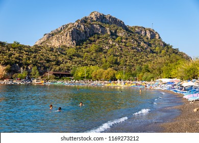 DATCA,MUGLA,TURKEY-AUGUST 24,2018:View From Hayitbuku Bay Near Mesudiye,Datca.Datça Is A Port Town In Southwestern Turkey. It's Situated On The Narrow Datça Peninsula On The Aegean Sea