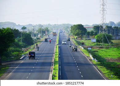 Date 08-05-2020 Anjar City Of Kutch Gujarat India Beautiful Road, Street, National Highway.  