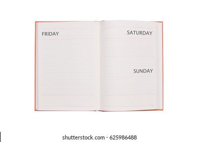 Date Book (Friday, Saturday, Sunday) Isolated On White Background