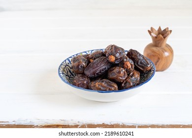 Date Fruits On Traditional Moroccan Plate.