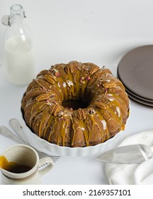 Dates Cake With Carmel Drizzling 