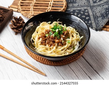 Datong Noodle Soup In A Dish Isolated On Wood Table Side View Taiwan Food