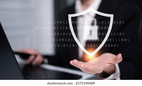 Datum privacy security protection encryption lock technology password safety concept computer connection network security internet business computer crime firewall padlock system coding innovation