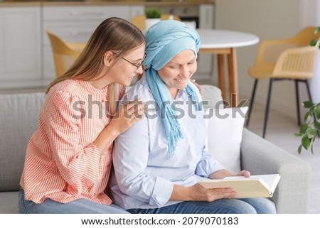 Daughter visiting her mother after chemotherapy at home