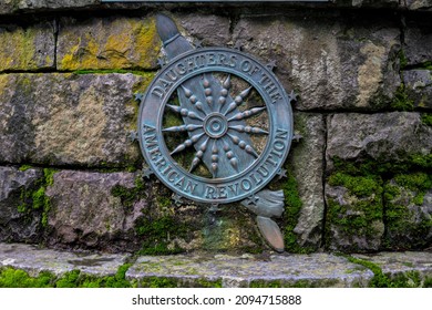 Daughters Of The American Revolution Sign On Stone Wall