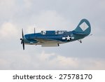 A Dauntless Dive Bomber does a close up flyby
