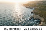 Davenport California Beach Bluffs at Sunset on a Beautiful Summer Day, Aerial Drone View