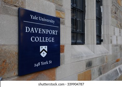 Davenport College Sign On The Yale University Campus, November 15, 2015.