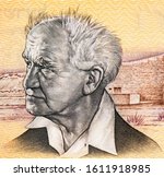 David Ben-Gurion (1886-1973) - the first Prime Minister of Israel and a Zionist leader; Portrait from Israel  Banknotes. 