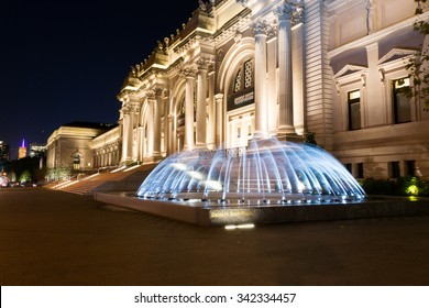 The David H Koch Plaza spans for the four city blocks the MET occupies and features two new fountains open to the public in 2014 - Shutterstock ID 342334457