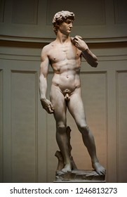 David is a masterpiece of Renaissance sculpture created in marble by Michelangelo
