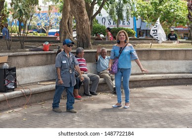 DAVID PANAMA-MARCH 21, 2019: Couple Dancing In The Miguel De Cervantes Saavedra Park In David Panama