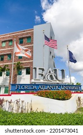 DAVIE, FL, USA - JULY 1, 2022: Entrance To Florida Atlantic University.