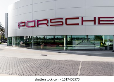 Davie, Florida/USA - September 27, 2019: Porsche West Broward is the best place to purchase your dream, next Porsche. Porsche dealer building. Porsche Cars for sale.