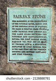 Davis, West VirginiaUSA - February 21, 2022: The Fairfax Stone marks the western boundary of land granted to Lord Fairfax by the King of England in the 1700s and marks the Potomac River's headspring.