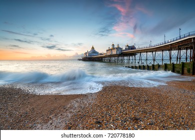 Dawn at Eastbourne Pier in  East Sussex on the south coast of England