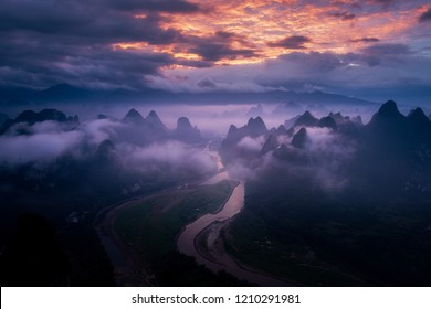 Dawn at Mt Da Mian, Gulin, China