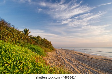 dawn on the atlantic ocean beach in boca raton of south florida