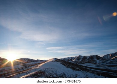 Dawn On The Snowy Mountain, Altai, Mongolia