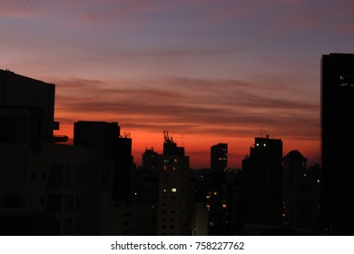 Dawn over the sky of Sao Paulo, Brazil.  - Shutterstock ID 758227762