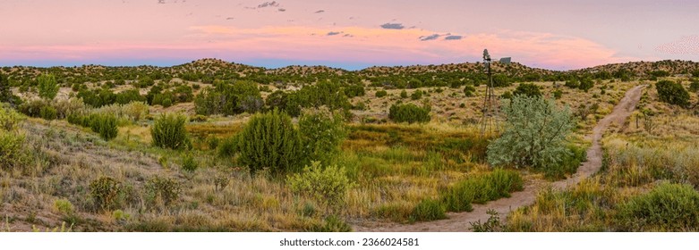 Dawn Panorama of Galisteo Basin Preserve in Lamy Santa Fe New Mexico Land of Enchantment