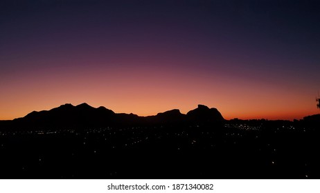 Dawn Sky At Barra Da Tijuca, Rio De Janeiro - Brazil. Pedra Da Gávea View.